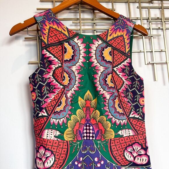Anthropologie Maeve Kaleidoscope Columns Dress Size 4 Red Purple Green - Picture 5 of 11